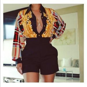 Vintage Golden Abstract Top M/L